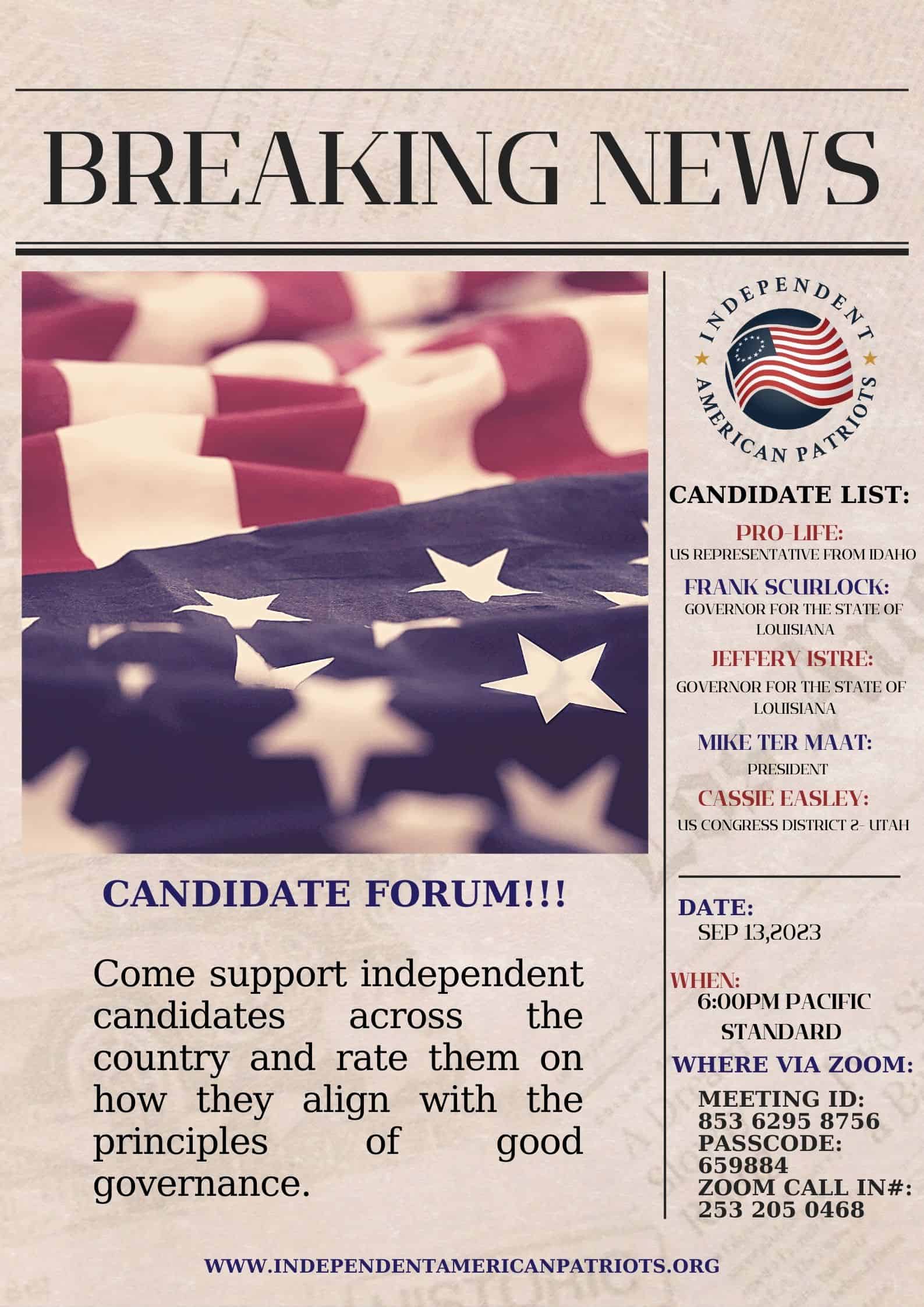 candidate forum invite for constituents